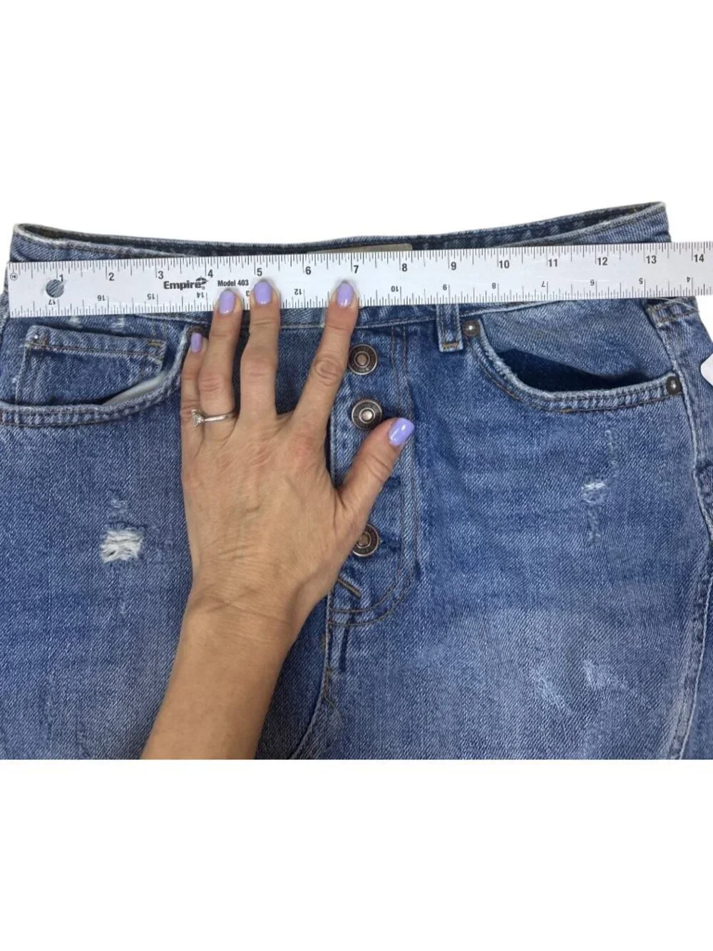 NWT We The Free Denim Mini Skirt Sz 26 Distressed Jean Skirt Blue Streetwear